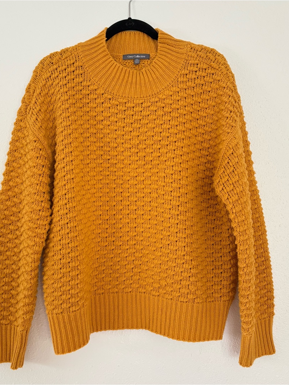 Mustard Textured Crewneck Sweater